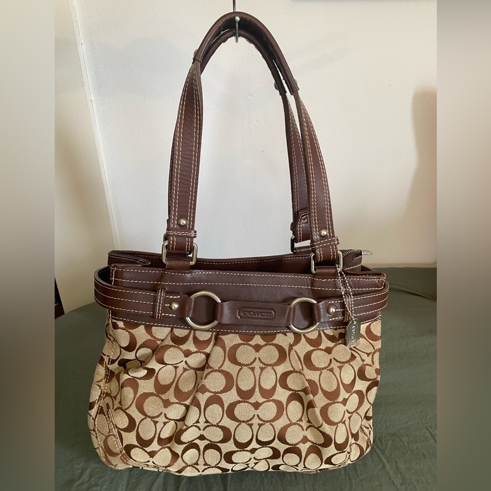 Coach signature pleated shoulder bag